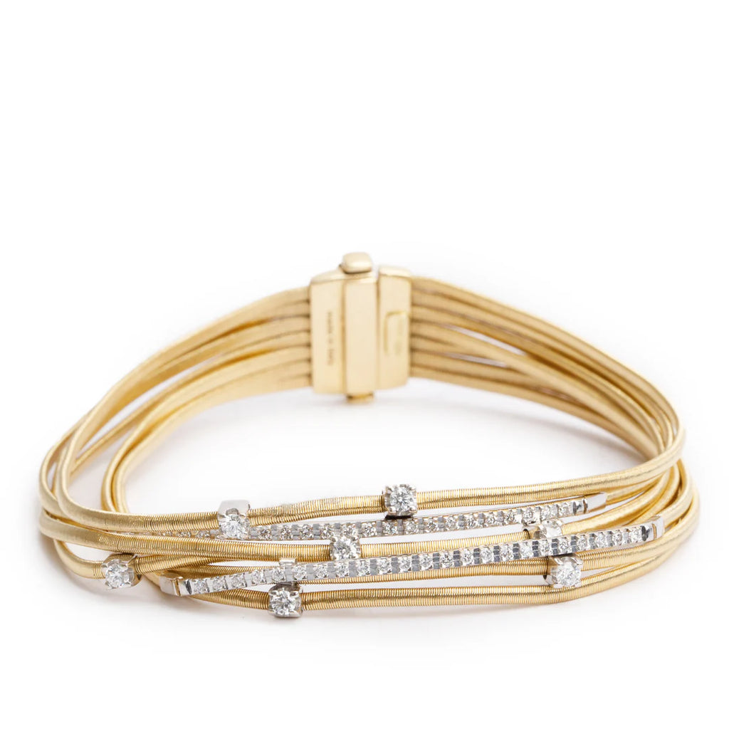 18k Yellow Gold &amp; White Gold Diamond Goa Seven-Strand Coil Bracelet
