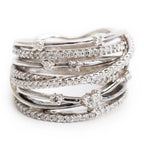 Effy 14k White Gold Diamond Crossover Band Ring, Size 7
