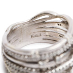 Effy 14k White Gold Diamond Crossover Band Ring, Size 7