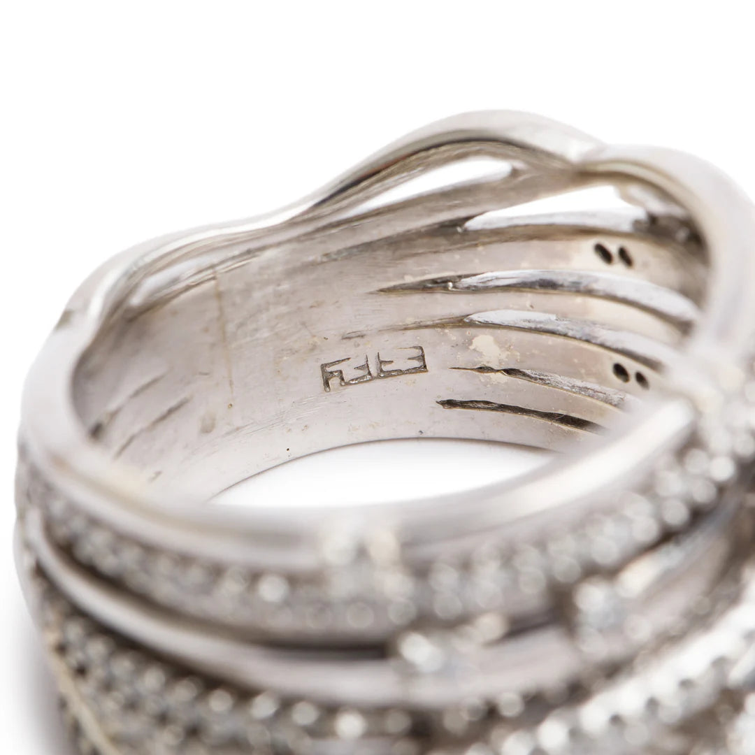Effy 14k White Gold Diamond Crossover Band Ring, Size 7