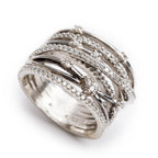 Effy 14k White Gold Diamond Crossover Band Ring, Size 7