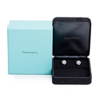 Platinum 6 MM Aquamarine &amp; Diamond Soleste Stud Earrings w/ Box