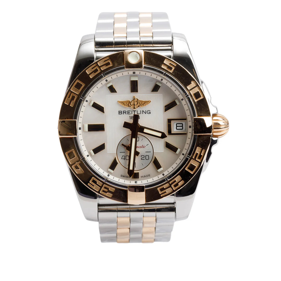 Stainless Steel &amp; 18k Rose Gold Galactic 36 MM Automatic Watch Mother of Pearl Dial C37330 w/ Box &amp; Papers