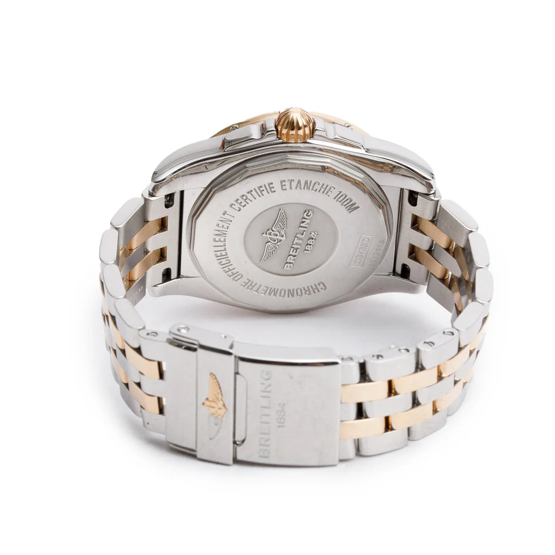 Stainless Steel &amp; 18k Rose Gold Galactic 36 MM Automatic Watch Mother of Pearl Dial C37330 w/ Box &amp; Papers