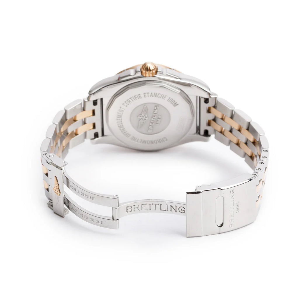 Stainless Steel &amp; 18k Rose Gold Galactic 36 MM Automatic Watch Mother of Pearl Dial C37330 w/ Box &amp; Papers