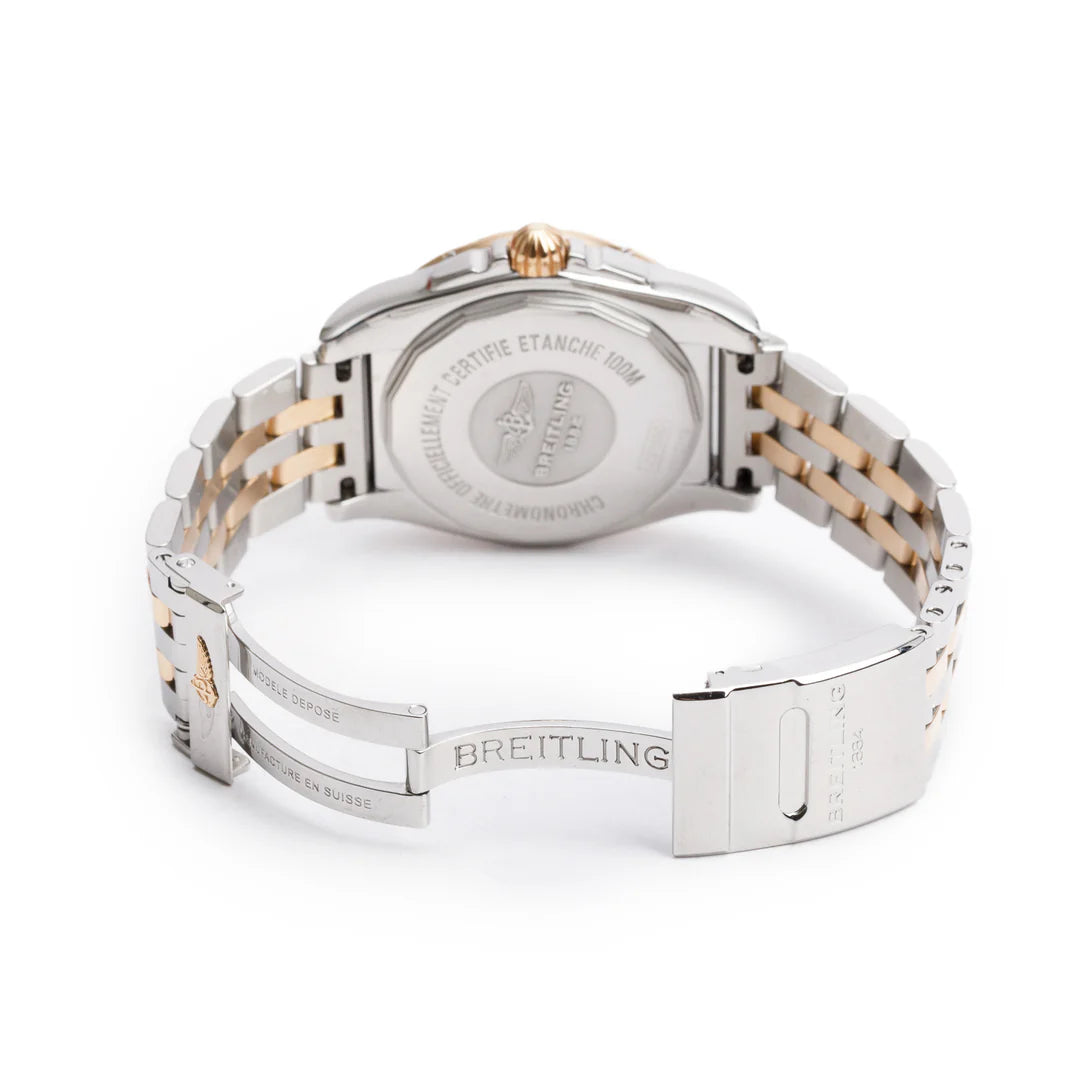 Stainless Steel &amp; 18k Rose Gold Galactic 36 MM Automatic Watch Mother of Pearl Dial C37330 w/ Box &amp; Papers