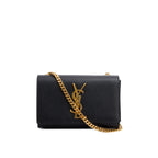 Black Grain De Poudre Leather Mini Monogram Kate Bag