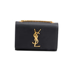 Black Grain De Poudre Leather Mini Monogram Kate Bag