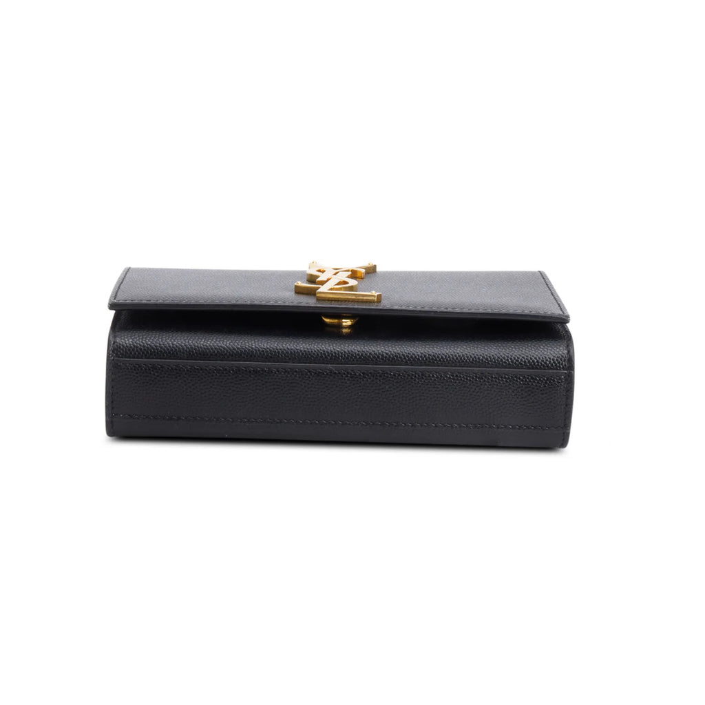 Black Grain De Poudre Leather Mini Monogram Kate Bag