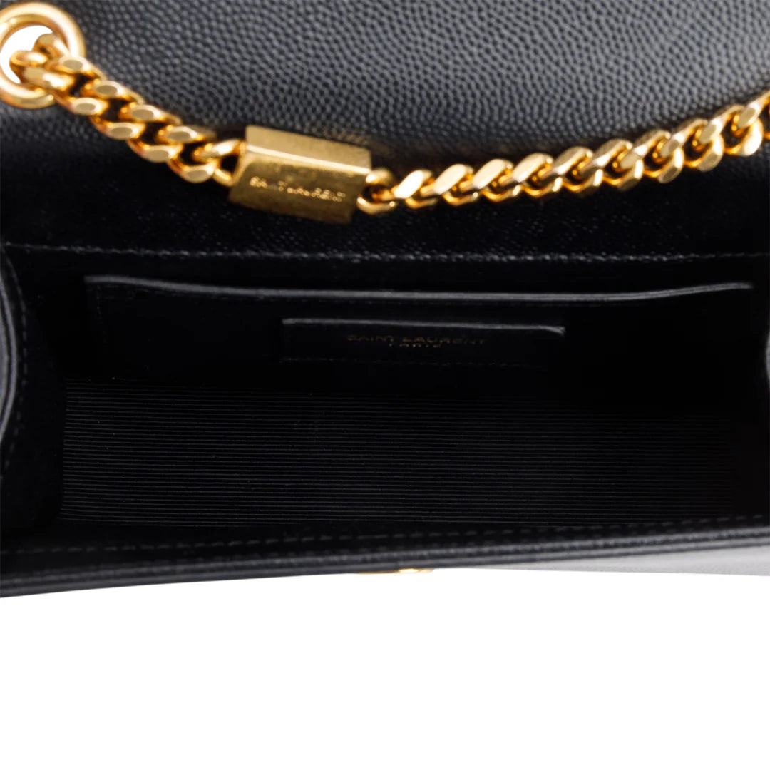Black Grain De Poudre Leather Mini Monogram Kate Bag