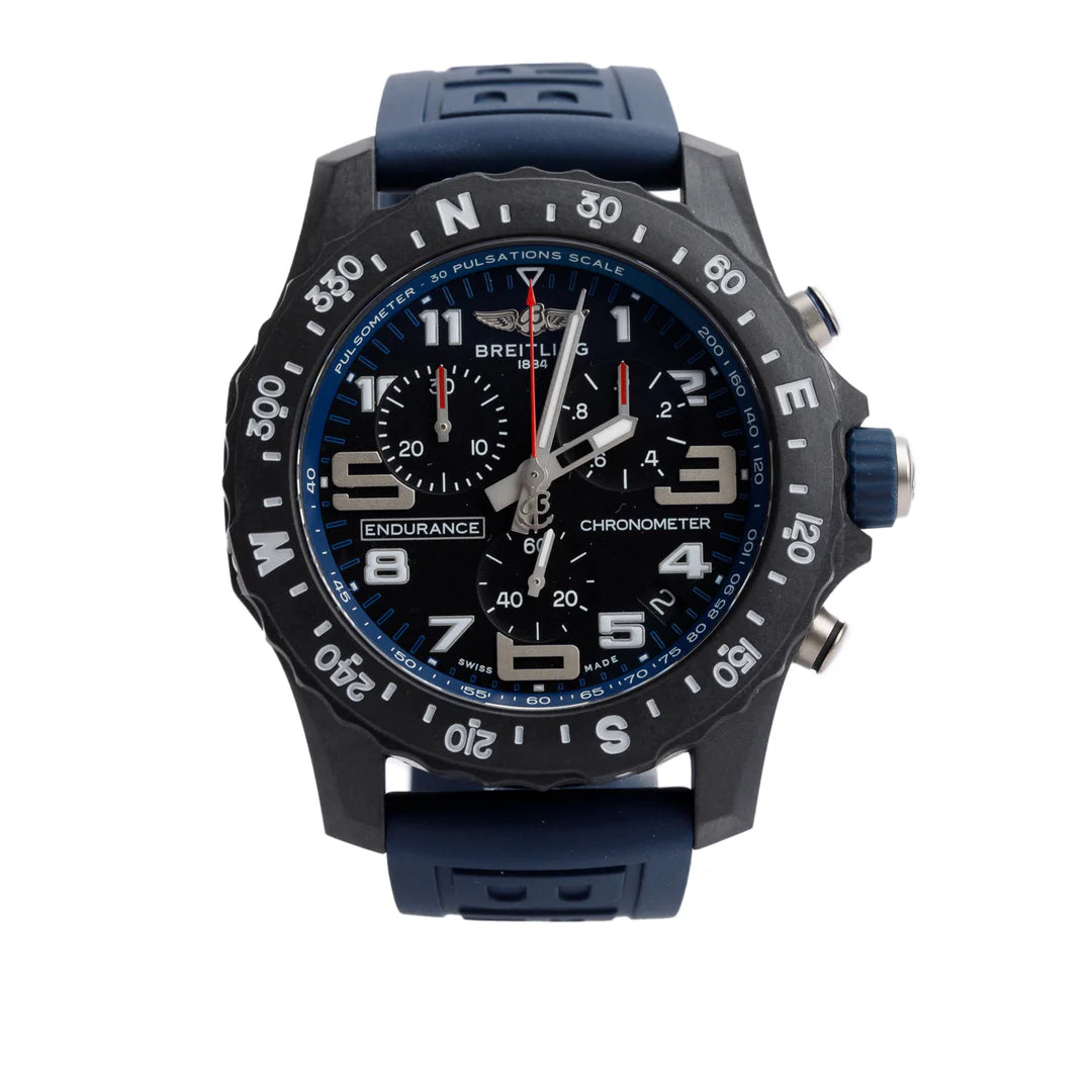 Breitlight Black Polymer Endurance Pro 44 MM Watch Black &amp; Blue X82310 w/ Box &amp; Papers