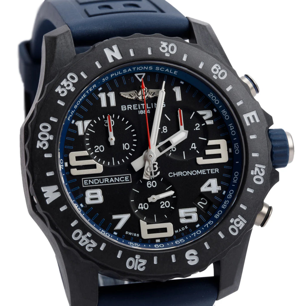 Breitlight Black Polymer Endurance Pro 44 MM Watch Black &amp; Blue X82310 w/ Box &amp; Papers