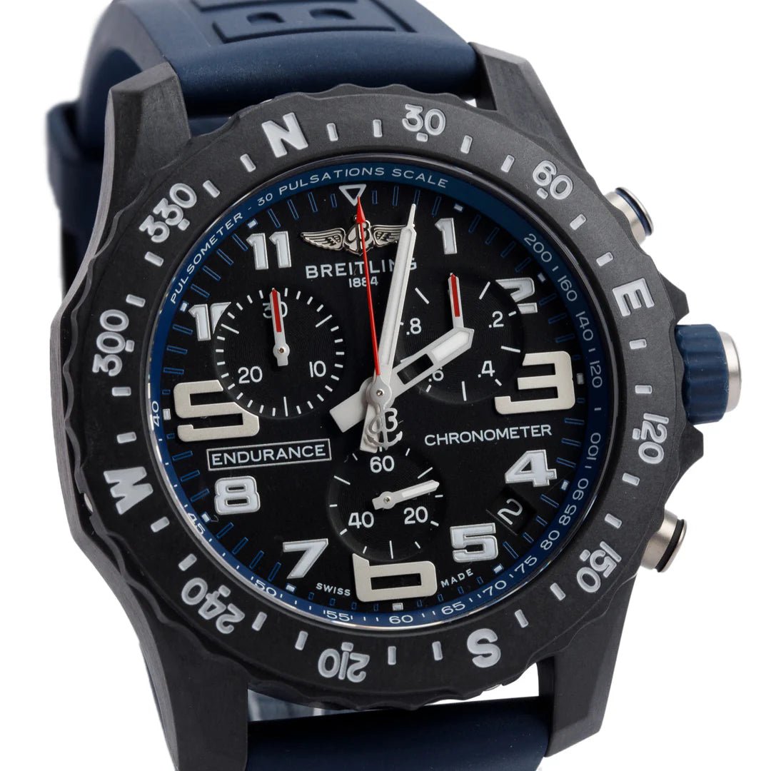 Breitlight Black Polymer Endurance Pro 44 MM Watch Black &amp; Blue X82310 w/ Box &amp; Papers