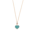 18k Rose Gold Green Agate &amp; Diamond Happy Hearts Pendant Necklace w/ Box &amp; Certificate