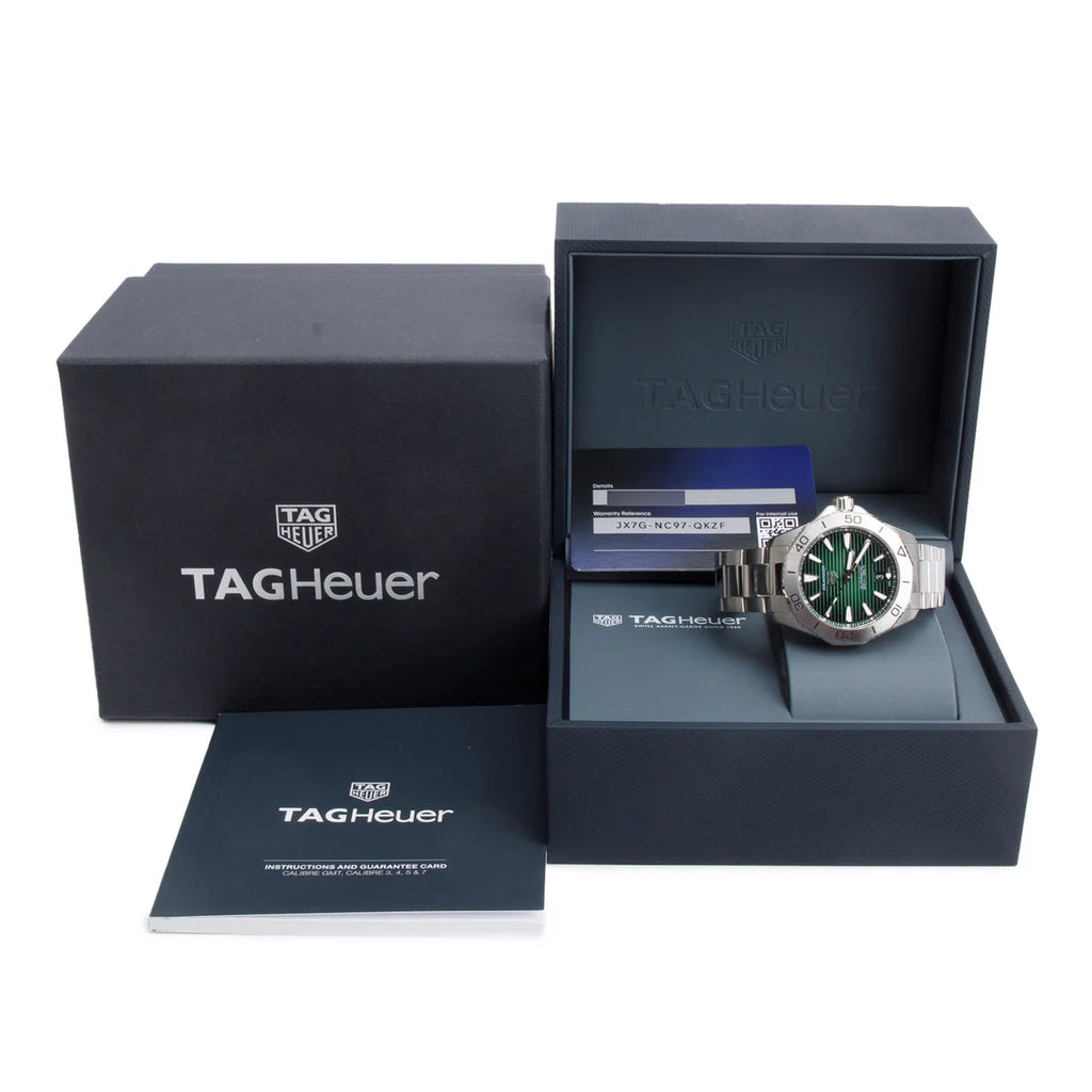 Stainless Steel Aquaracer Professional 200 Date 40 MM Automatic Watch Green Dial WBP2115 w/ Box &amp; Papers