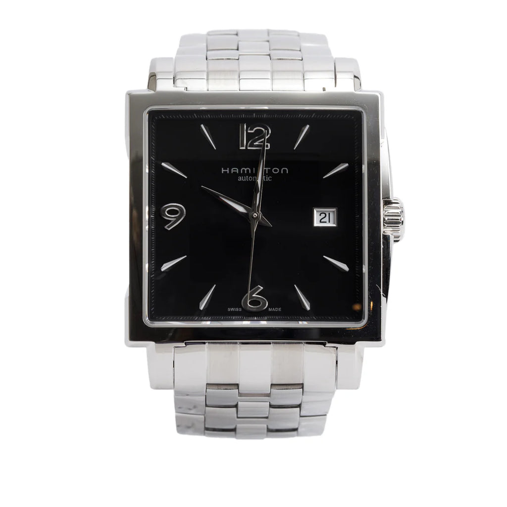 Stainless Steel Jazzmaster Classic Square Automatic Watch H324150 Black Dial