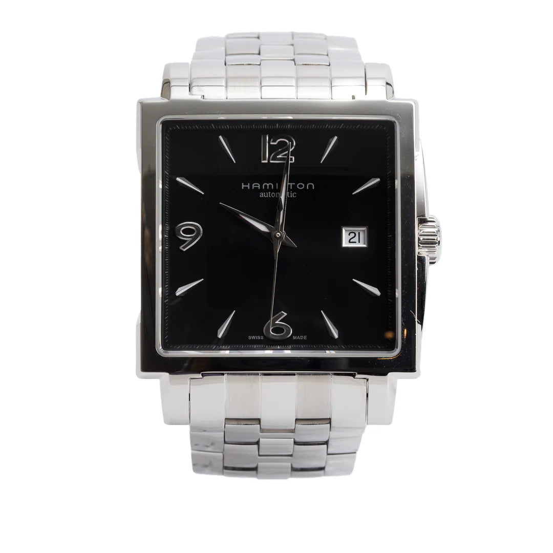 Stainless Steel Jazzmaster Classic Square Automatic Watch H324150 Black Dial