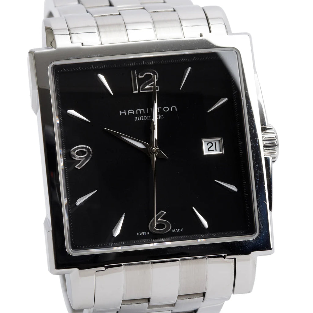 Stainless Steel Jazzmaster Classic Square Automatic Watch H324150 Black Dial