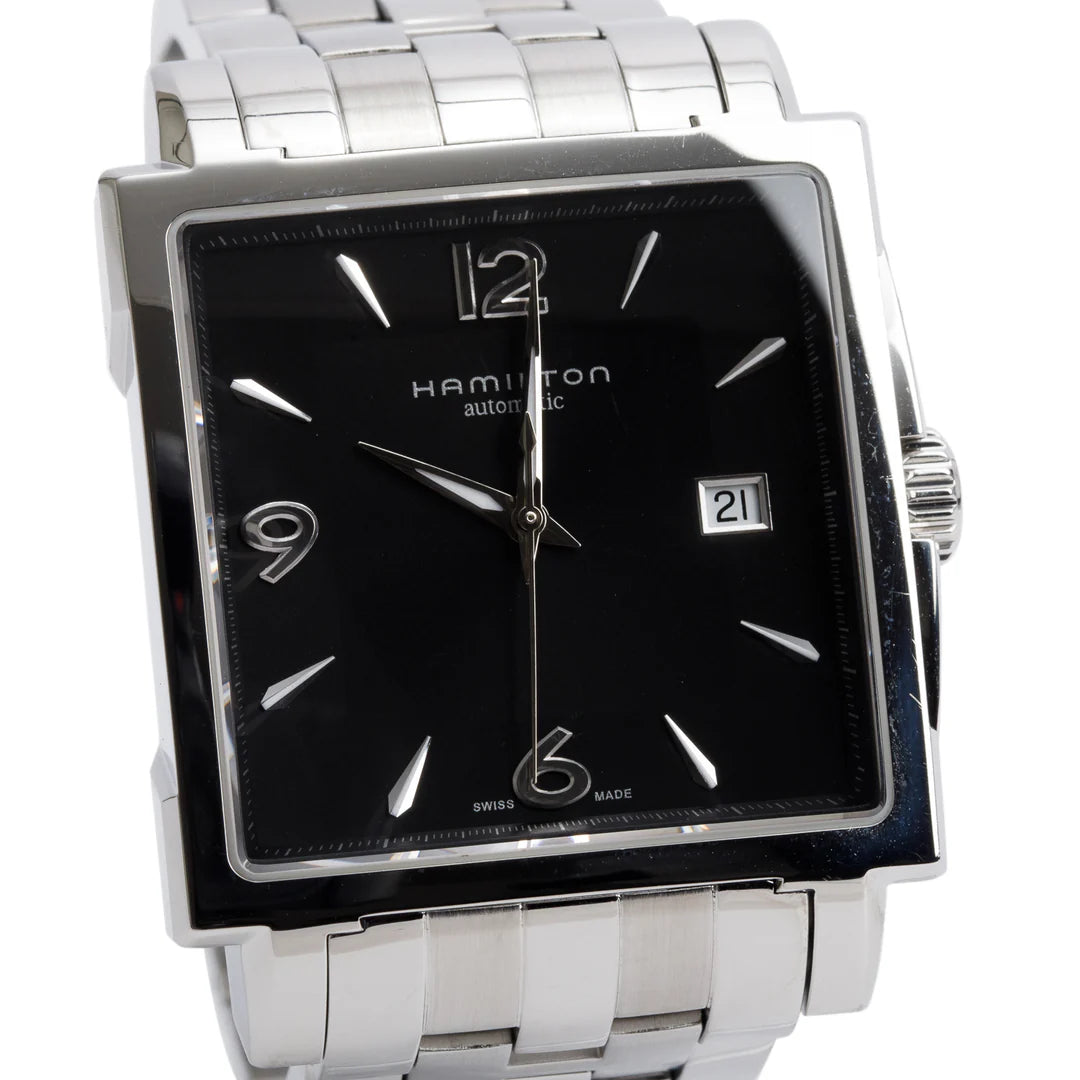 Stainless Steel Jazzmaster Classic Square Automatic Watch H324150 Black Dial