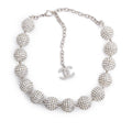 Palladium-Plated Crystal CC Ball Choker Necklace
