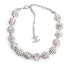 Palladium-Plated Crystal CC Ball Choker Necklace