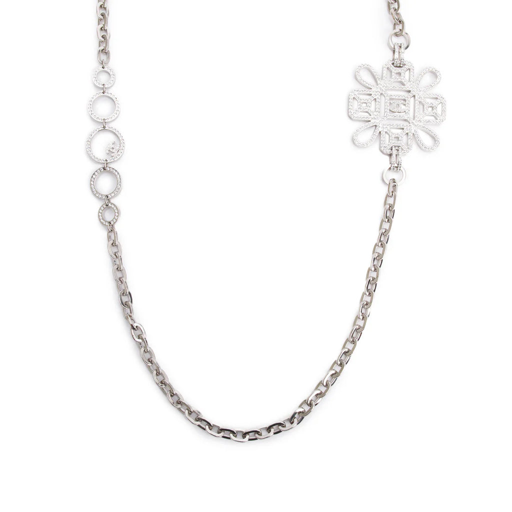 Palladium-Plated Strass CC Coco Mark Necklace