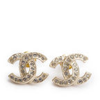 2024 Gold Plated Strass Mini CC Stud Earrings w/ Box