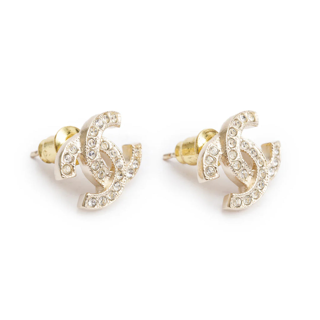 2024 Gold Plated Strass Mini CC Stud Earrings w/ Box