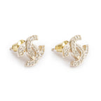 2024 Gold Plated Strass Mini CC Stud Earrings w/ Box