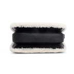 Black Leather Shearling Trim Horsebit 1955 Small Shoulder Bag