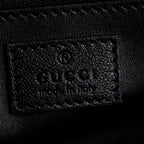 Black Leather Shearling Trim Horsebit 1955 Small Shoulder Bag