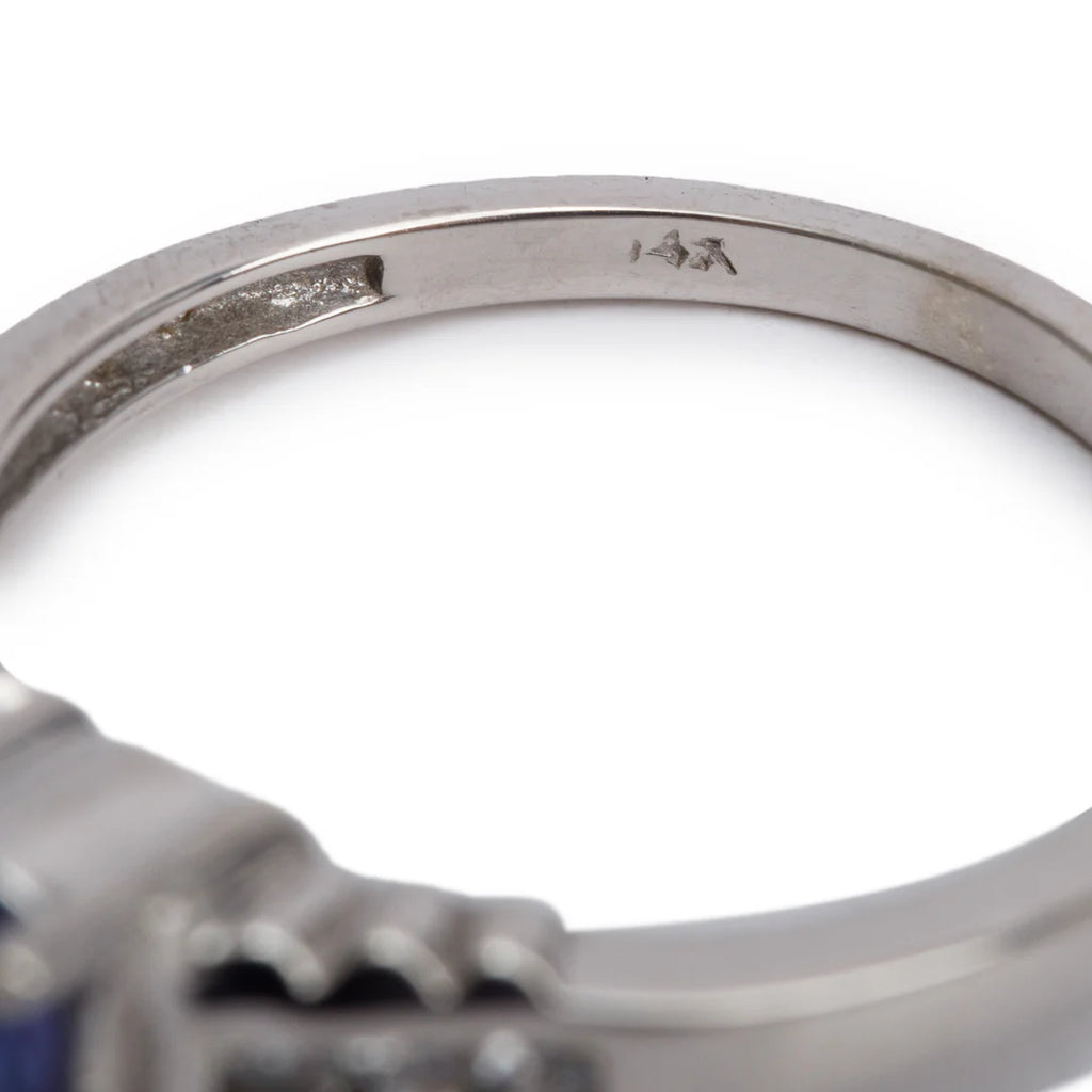 14k White Gold Tanzanite &amp; Diamond Ring, Size 6.25 Coeur Cult Core