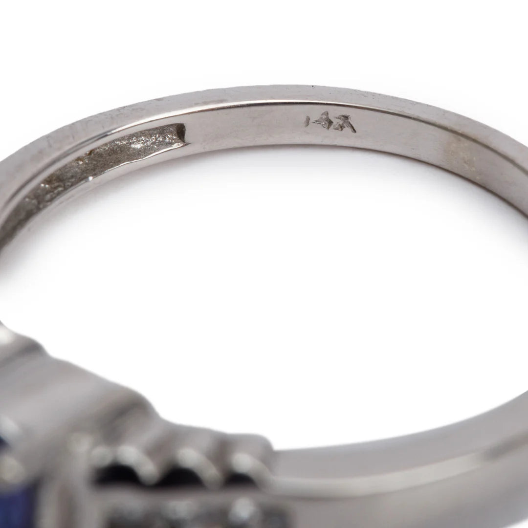 14k White Gold Tanzanite &amp; Diamond Ring, Size 6.25 Coeur Cult Core