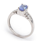 14k White Gold Tanzanite &amp; Diamond Ring, Size 6.25 Coeur Cult Core