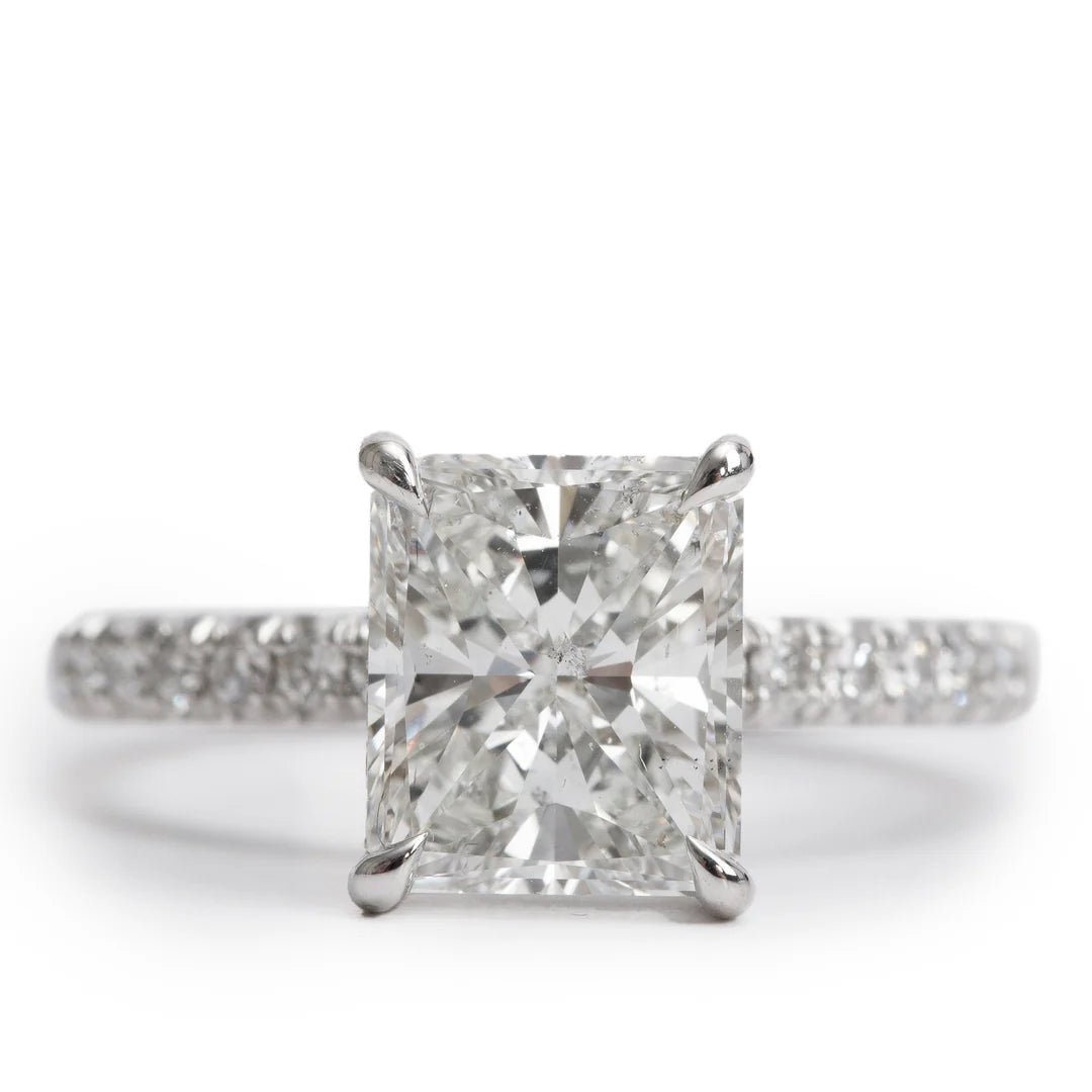 Mark Lash 18k White Gold 2.02 ct. Radiant Cut Diamond Engagement Ring, Size 5 w/ Box &amp; GIA Certificate