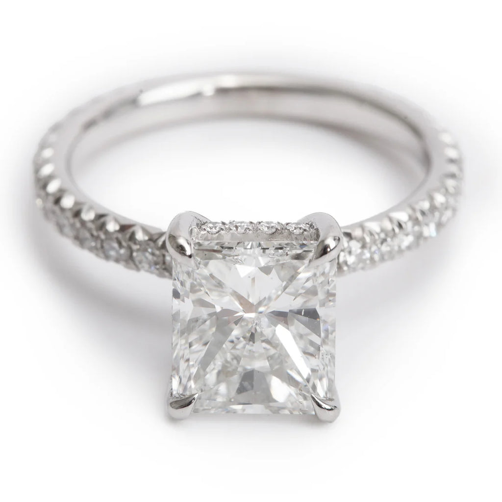 Mark Lash 18k White Gold 2.02 ct. Radiant Cut Diamond Engagement Ring, Size 5 w/ Box &amp; GIA Certificate