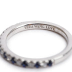 14k White Gold Sapphire &amp; Diamond Band Ring, Size 6.5