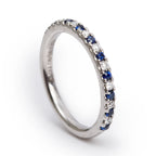 14k White Gold Sapphire &amp; Diamond Band Ring, Size 6.5