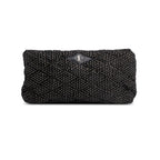 2022 Black Velvet Crystal Sade Puffer Large Envelope Clutch