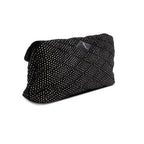 2022 Black Velvet Crystal Sade Puffer Large Envelope Clutch