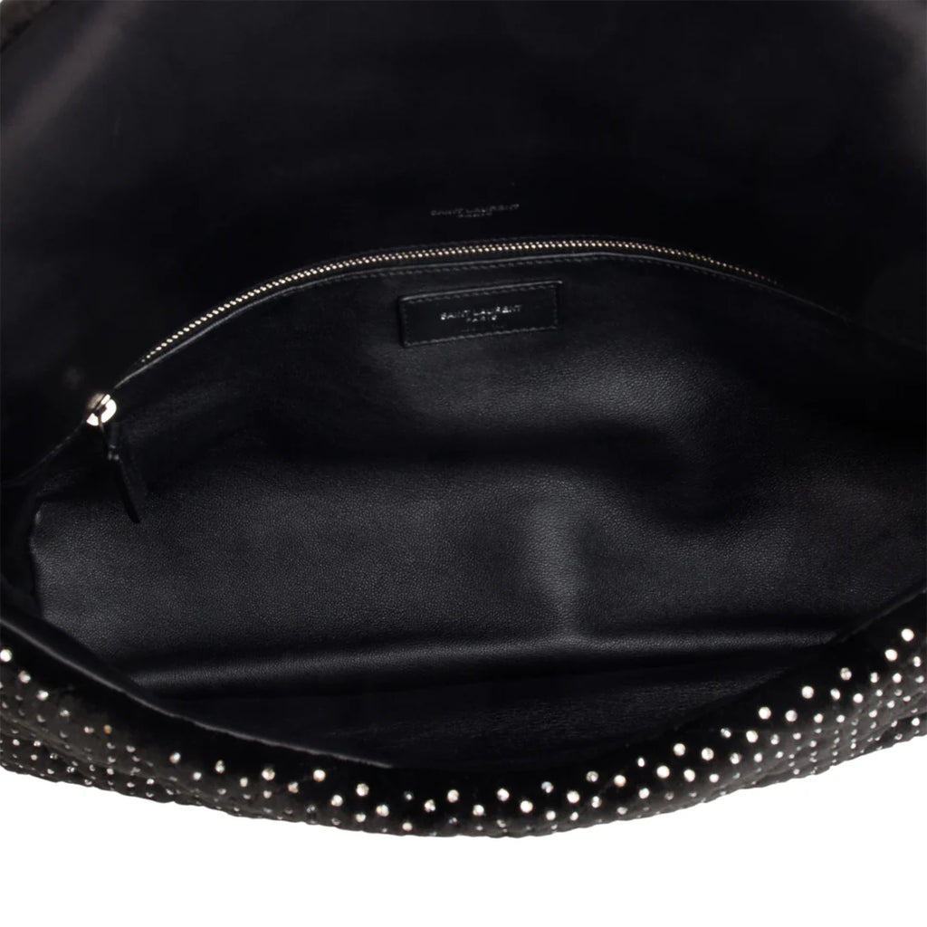 2022 Black Velvet Crystal Sade Puffer Large Envelope Clutch