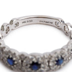 14k White Gold Sapphire and Diamond Band Ring, Size 7.25