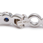14k White Gold Blue Sapphire &amp; Diamond Hoop Earrings