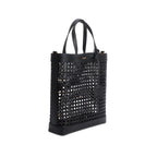 2021 Black Woven Cane Calfskin Toy N/S Shopping Tote w/ Pouch &amp; Strap