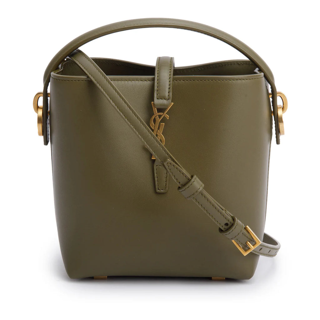 2024 Olive Shiny Calfskin Le 37 Mini Bucket Bag w/ Strap