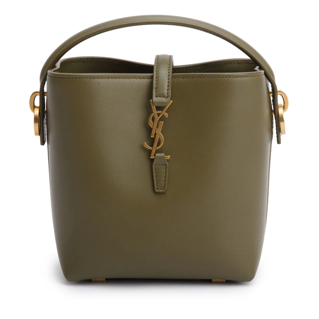 2024 Olive Shiny Calfskin Le 37 Mini Bucket Bag w/ Strap