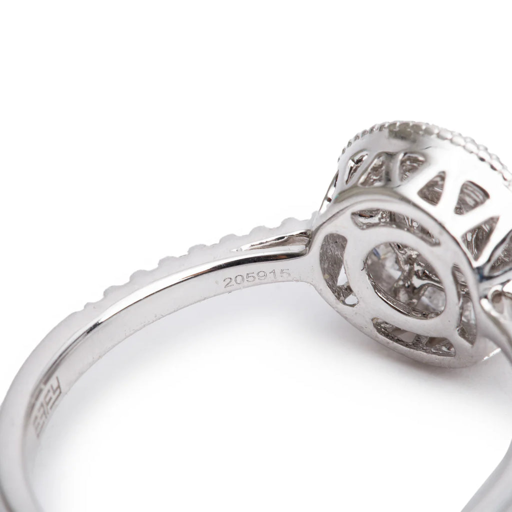 Effy 18k White Gold Cluster Diamond Engagement Ring, Size 7
