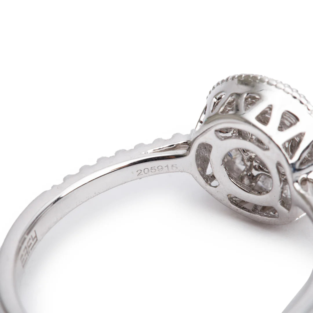 Effy 18k White Gold Cluster Diamond Engagement Ring, Size 7
