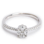 Effy 18k White Gold Cluster Diamond Engagement Ring, Size 7.5
