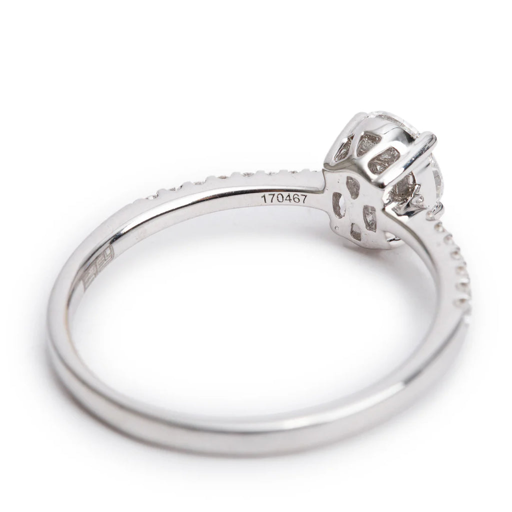 Effy 18k White Gold Cluster Diamond Engagement Ring, Size 7.5